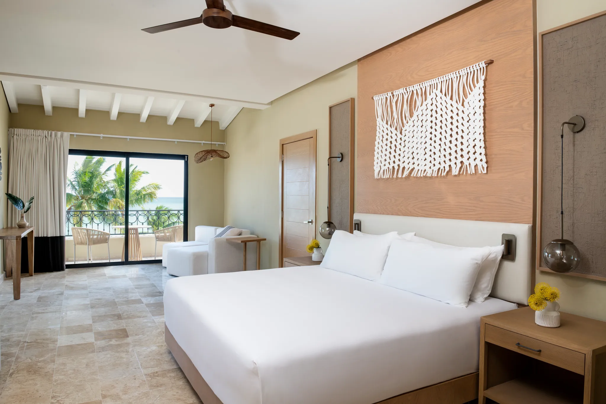 Club Level Presidential Suite King bedroom with king bed and ocean view at Hyatt Zilara Riviera Maya.