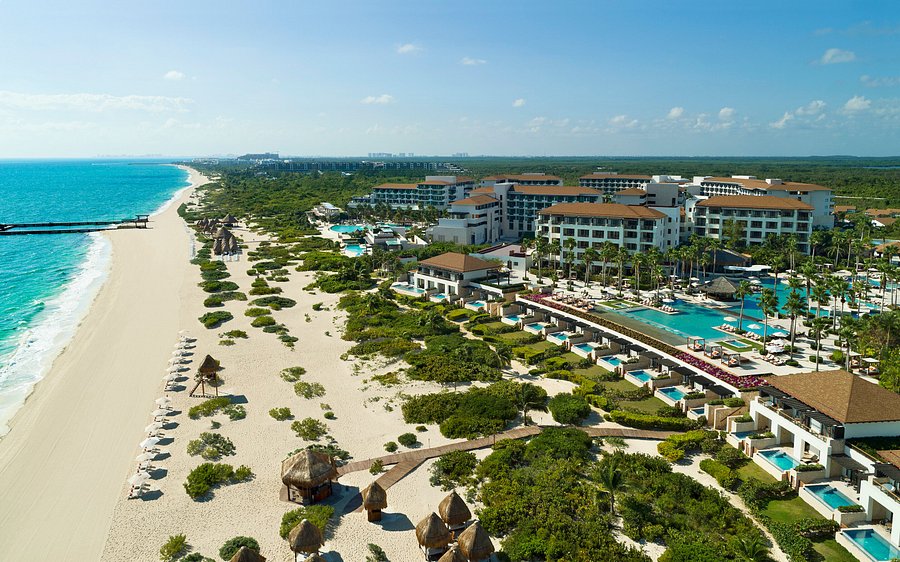 Secrets Playa Mujeres Golf and Spa Resort adults-only all-inclusive with championship golf course, luxury spa, and beachfront pools near Cancun.
